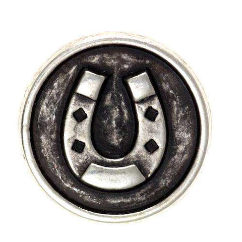 Metall Knopf Altsilber Hufeisen MK-102as