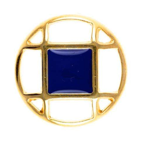 Metall Knopf Gold blau in Gitteroptik MK-03g
