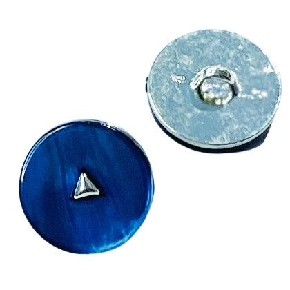 Metallknopf mit Perlmuttimitat Mk-305-Silber-Blau
