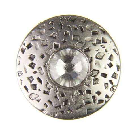 Edler Ösen Knopf aus Metall Altsilber Farben mit weiß Glasklarem Strassstein von Swarovski®Crystal.