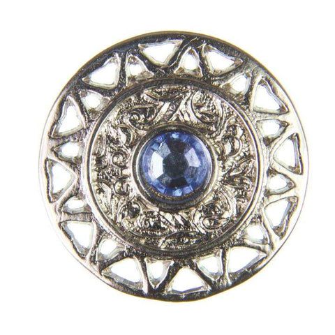 Edler Silberner Knopf Strass Einlage hell blau