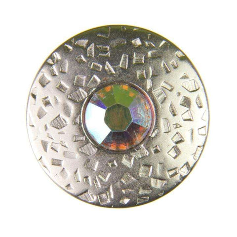 Edler Ösen Knopf aus Metall Silber Farben mit buntem Strassstein von Swarovski®Crystal.
