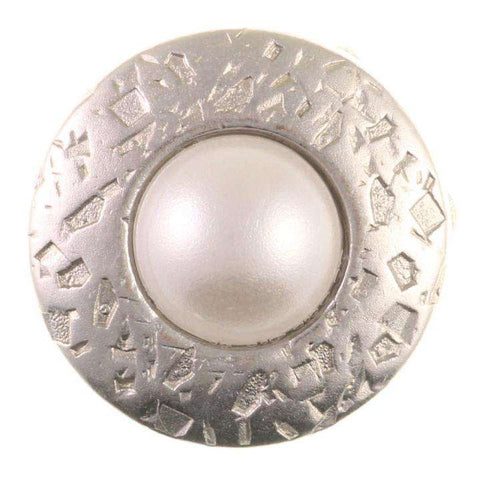 Edler Ösen Knopf aus Metall Silber Farben mit Perle creme Strassstein von Swarovski®Crystal.