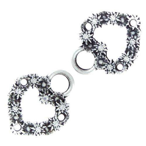 Miederöse TS-3 Edelweiß Herz silber