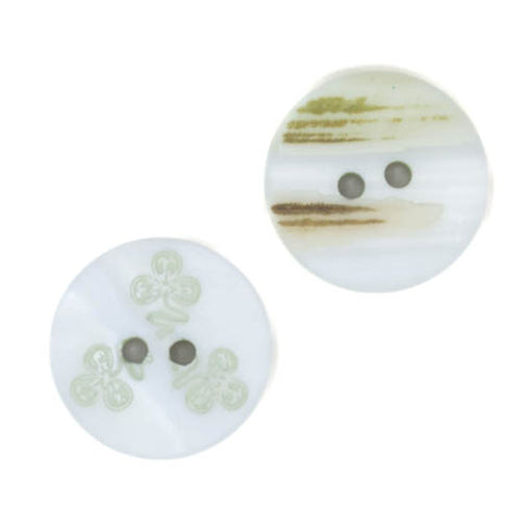 Perlmutt Knopf Blümchen pl-48-creme-grün