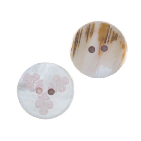 Perlmutt Knopf Blümchen pl-48-creme-rosa
