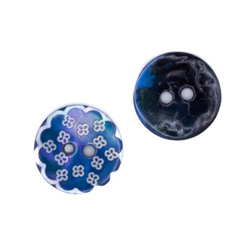 Perlmuttknopf Blümchen PL-47-blau