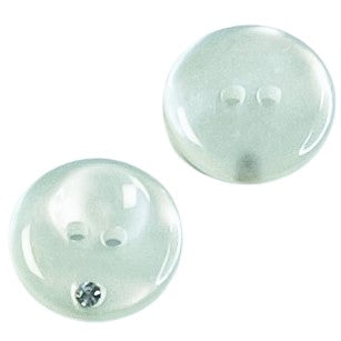 Perlmuttimitat 2-Loch Knopf mit Strassstein pli-26-weiß