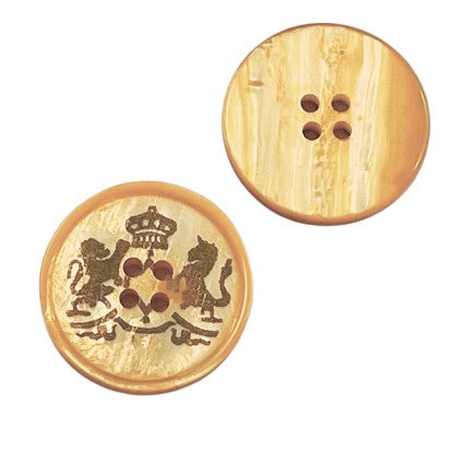 Perlmuttimitat Knopf mit Wappen pli-31-gelb