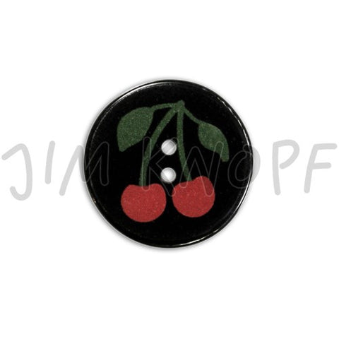 Knopf aus Resin Kirsche schwarz-rot