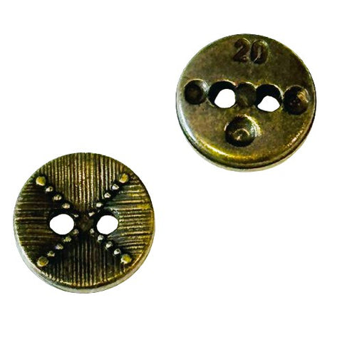 Trachten Knöpfe Perlen und Strich Muster TK-6-Altmessing