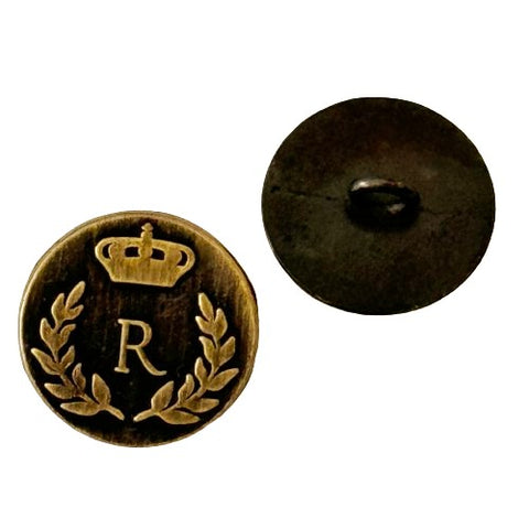 Wappen Knöpfe Lorbeerkranz mit Krone MK-161 Messing gebürstet