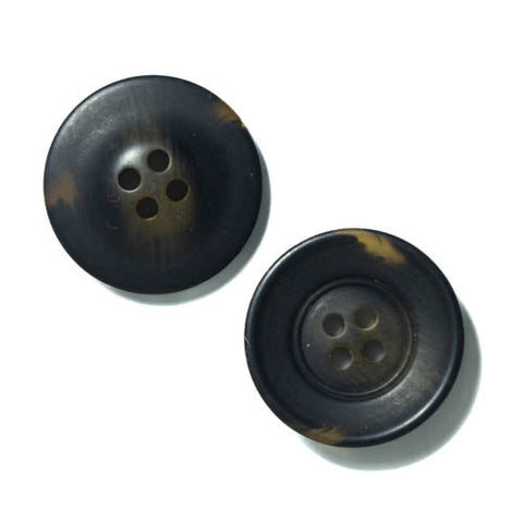 Knöpfe aus Hornimitat hi-93 4-Loch breiter Rand schwarz-braun