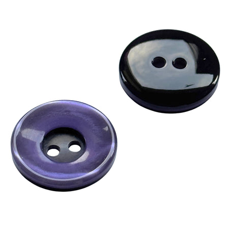 2-Loch Knopf lila schwarz Perlmutt-schimmernd 15 mm 17 mm