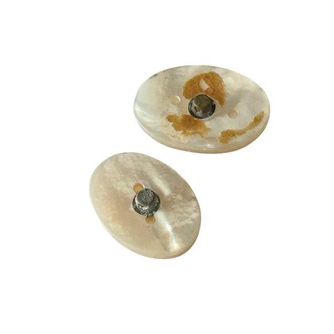 2 Perlmuttknöpfe oval creme - Knopfsortiment Raritaet PL-SO-9