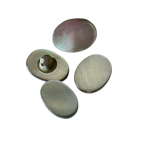 4 Perlmuttknöpfe oval Grau- Knopfsortiment Raritaet PL-SO-7