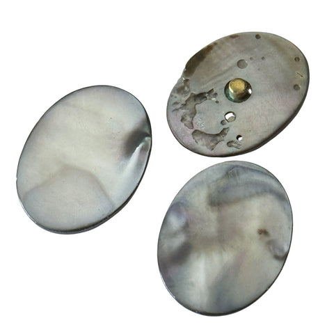 3 Perlmuttknöpfe oval Grau- Knopfsortiment Raritaet PL-SO-5