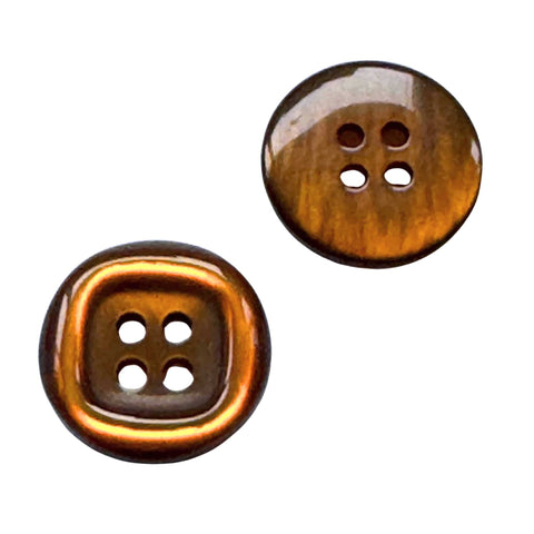 Brauner Quadratischer 4-Loch Knopf mit Rand  KBR-102