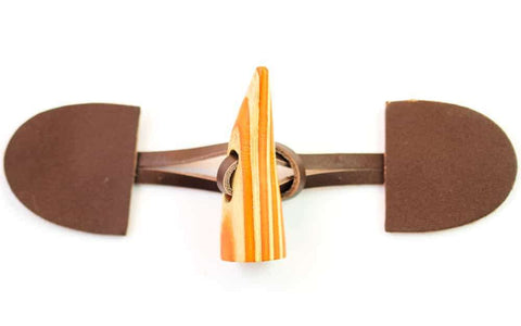 Knebel Knopf kaufen! Leder Holz orange K-102