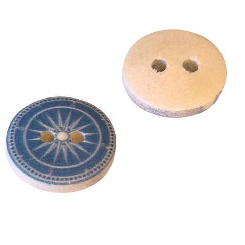 Holzknopf mit Kompassrosen-Motiv HK-102 – Maritimer 2-Loch Knopf