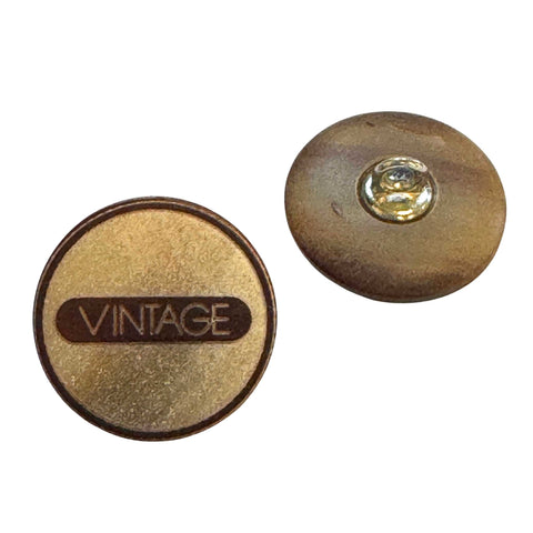 Hornimitat Ösen Knopf Braun Vintage Schriftzug KBR-4