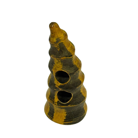 Hornknebel Spiralform gelb-schwarz aus echtem Horn K-HO-6-2, Einzelstück zweifarbig