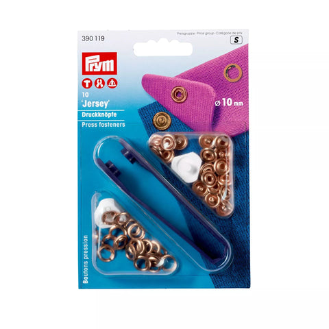 Verpackung Prym Jersey Druckknöpfe Ring Kupfer 10 mm inklusive Werkzeug zur Verarbeitung