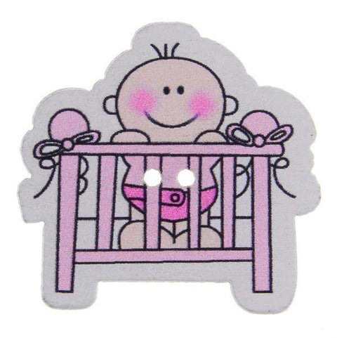 Holz Knopf Baby Bett KK-92 rosa