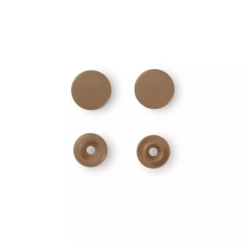 Prym Color Snaps Druckknöpfe in Goldbraun mit 12,4 mm Durchmesser aus Kunststoff für Näh- und Bastelarbeiten