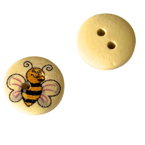Kinderknopf Biene natur, Holzknopf, 2-Loch KK-68-7