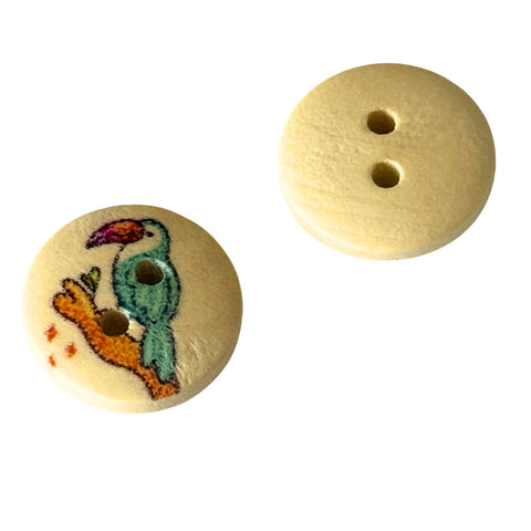 Kinderknopf Papagei natur, Holzknopf, 2-Loch KK-68-9