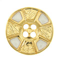 Metallknopf mit Blumenmotiv in Gold mit 4-Loch-Befestigung in 14–21 mm