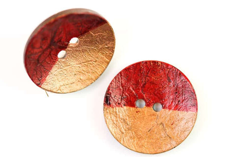 Holz Knopf aus Kokosholzholz farbig HK-419 Kupfer-rot