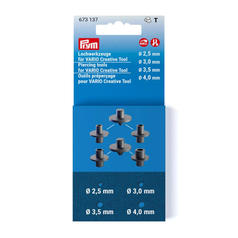 Prym Lochwerkzeuge Set 2,5–4 mm für VARIO Creative Tool – Zubehör zum Stanzen von Löchern in Stoff, Leder und DIY Projekten