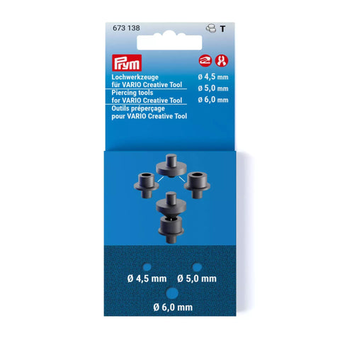 Prym Lochwerkzeuge Set 4,5–6 mm für VARIO Creative Tool – Zubehör zum Stanzen von Löchern in Stoff, Leder und DIY Projekten