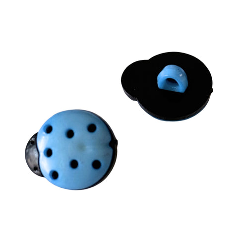 Kinderknopf Marienkäfer blau-schwarz, Kunststoff, Öse