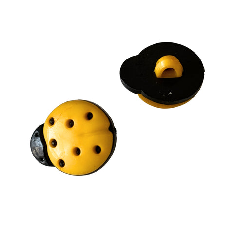 Kinderknopf Marienkäfer sonnen-gelb-schwarz, Kunststoff, Öse