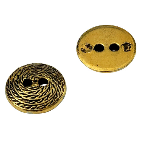 Goldener 2-Loch-Metallknopf mit Zopfmuster MK-2