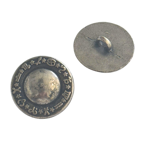 Metallknopf in Altsilber Mittelalter Design mit Öse-Befestigung in 20 mm