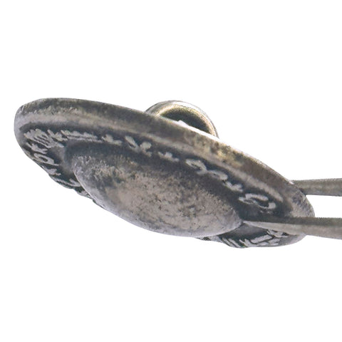 Metallknopf in Altsilber Mittelalter Design mit Öse-Befestigung in 20 mm Vertikale Ansicht