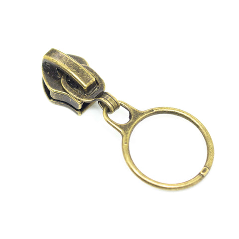 Zipper Schieber für 6 mm Reißverschluss Ring Messing