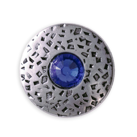 Knöpfe mit Blauem Strassstein Ösen Knopf aus Metall Altsilber 