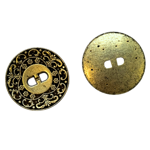 Trachtenknopf Altgold mit Ornament – 2-Loch Knopf