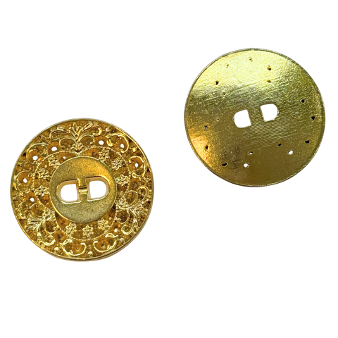 Trachtenknopf Gold mit Ornament – 2-Loch Knopf