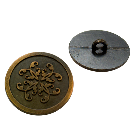 Trachten Ösen Knopf Messing mit Ornament
