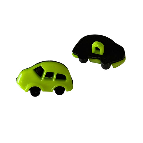 Kinderknopf Auto grün schwarz, Kunststoff, Öse