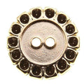 Metallknopf mit Blumenmotiv in Gold mit 2-Loch-Befestigung in 20–23 mm