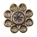 Metallknopf mit Blumenmotiv in Gold mit Öse-Befestigung in 15–20 mm