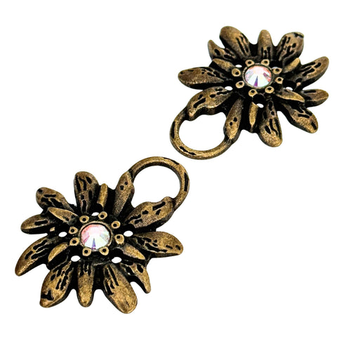 Dirndl Miederösen Edelweiß Altgold mit Swarovski Kristallen Multicolor TS-100 für Tracht und Miederschnürung