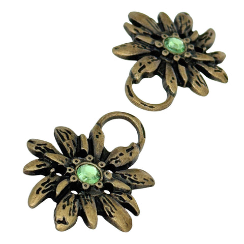 Dirndl Miederösen Edelweiß Altgold mit Swarovski Kristallen Peridot TS-100 für Tracht und Miederschnürung